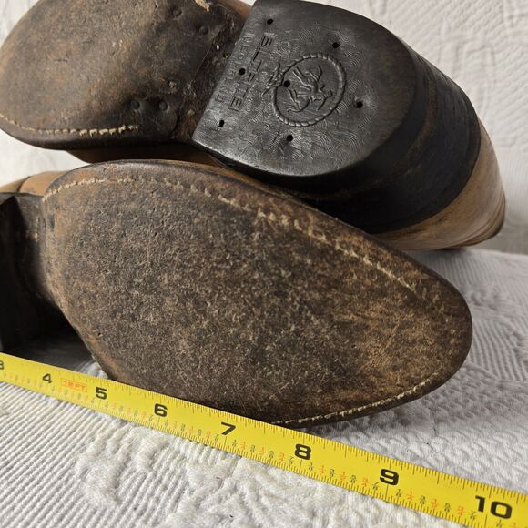 Tony Lama Embroidered Leather Cowboy Boots Brown Women 7 Mid Calf Pointed Toe - Picture 11 of 12